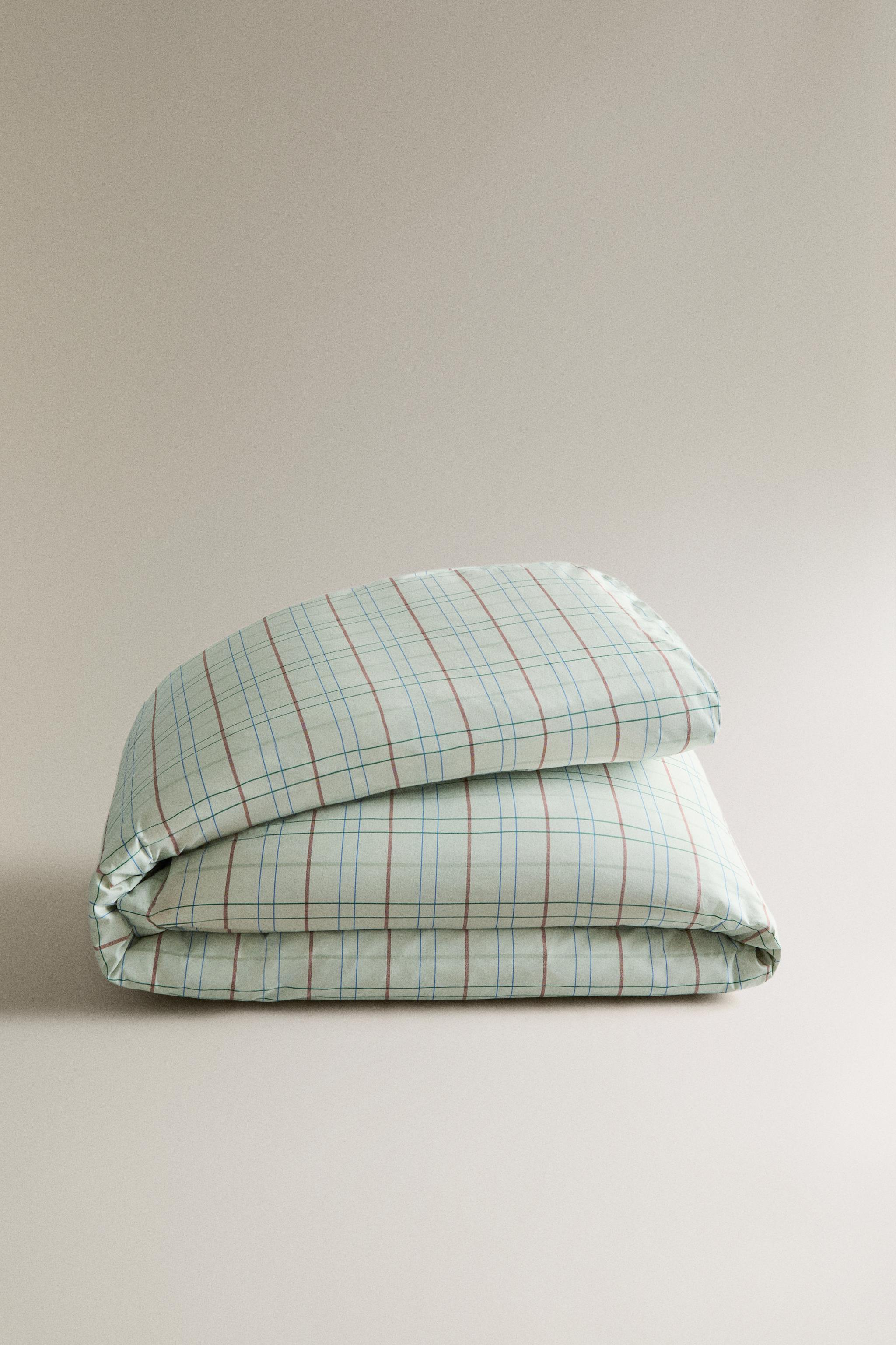 KIDS GREEN CHECK DUVET COVER